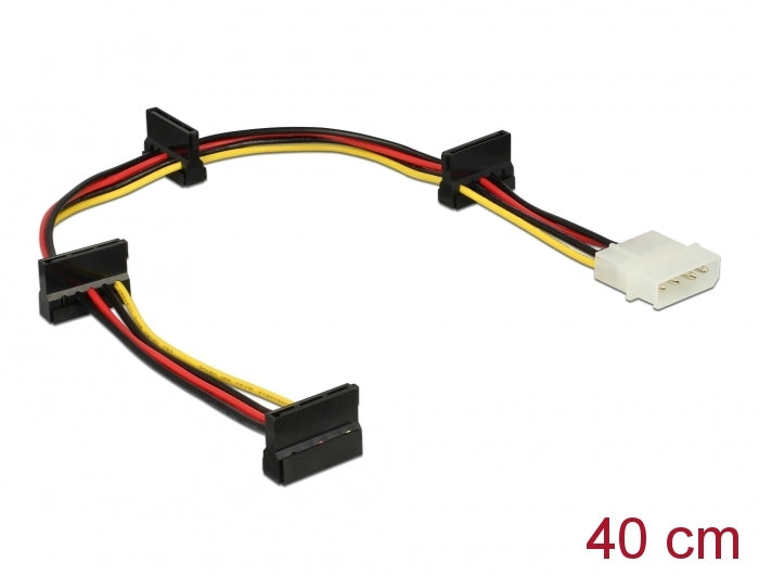 Delock Kabel Power Molex 4 Pin Stecker > 4 x SATA 15 Pin Buchse 40 cm