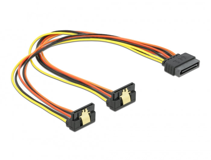 Delock Kabel SATA 15 Pin Strom Stecker mit Einrastfunktion > 2 x SATA 15 Pin Strom Buchse 30 cm
