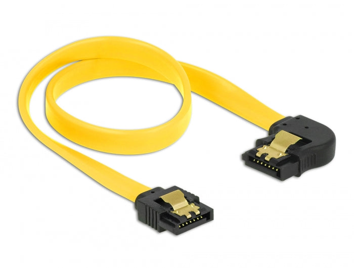 Delock SATA 6 Gb/s Kabel gerade auf links gewinkelt 30 cm gelb