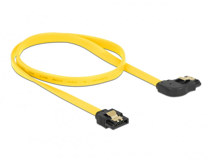 Delock SATA 6 Gb/s Kabel gerade auf rechts gewinkelt 50 cm gelb