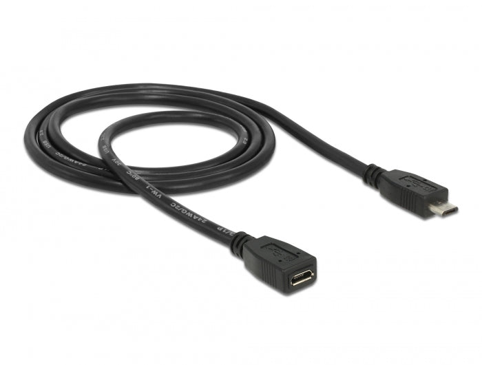 Delock Verlängerungskabel USB 2.0 Typ Micro-B Stecker > USB 2.0 Typ Micro-B Buchse 1 m