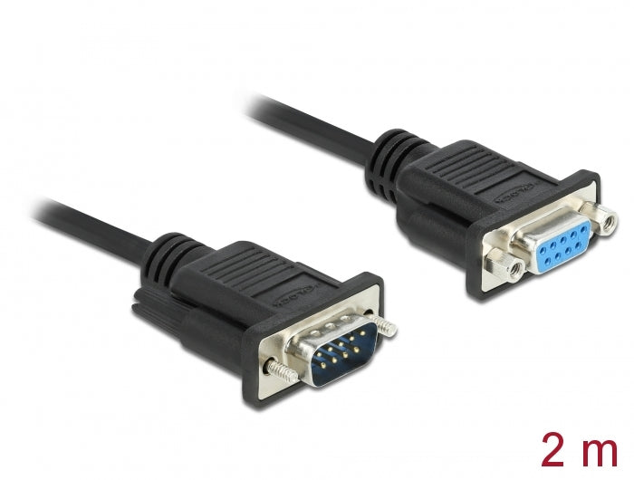 Delock RS-232 Kabel Seriell D-Sub9 Stecker zu Buchse mit schmalem Steckergehäuse 2 m