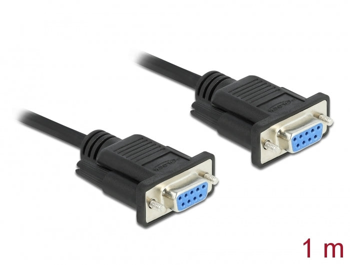 Delock RS-232 Kabel Seriell D-Sub 9 Buchse zu Buchse Nullmodem mit schmalem Steckergehäuse - CTS / RTS auto control - 1 m