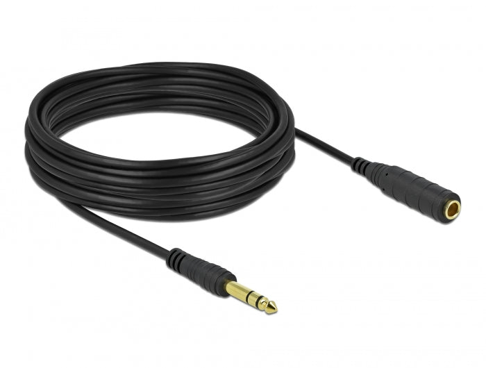 Delock Klinkenverlängerungskabel 6,35 mm 3 Pin Stecker zu Buchse 10 m schwarz