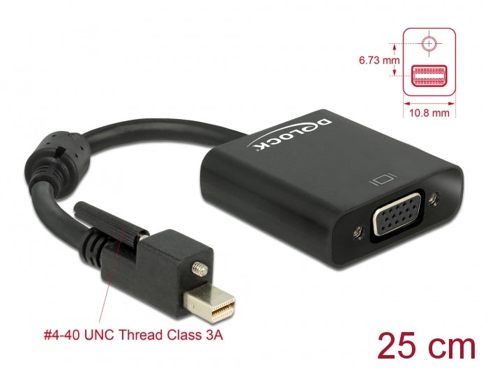 Delock Adapter mini DisplayPort 1.2 Stecker mit Schraube > VGA Buchse schwarz