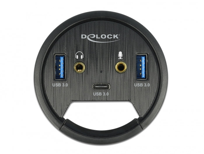 Delock 3 Port Tisch-Hub 1 x USB Type-C™ und 2 x USB Typ-A + HD-Audio Ports