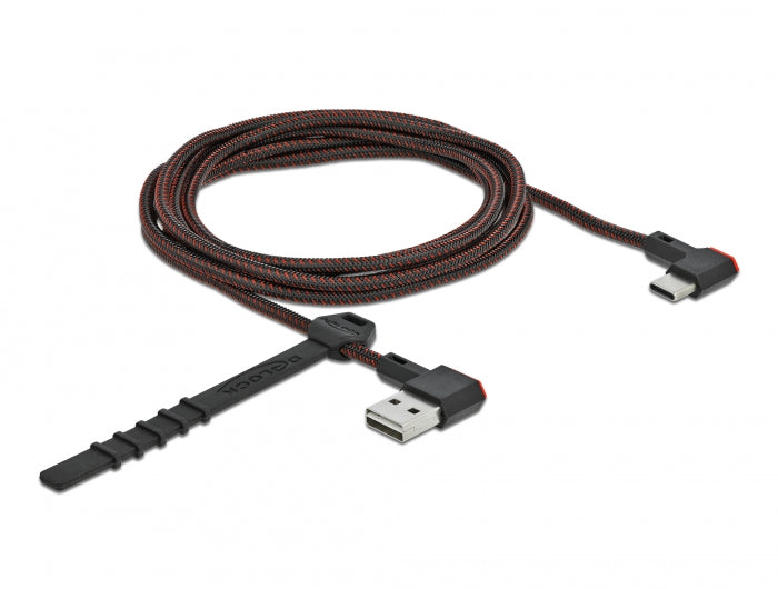 Delock EASY-USB 2.0 Kabel Typ-A Stecker zu USB Type-C™ Stecker gewinkelt links / rechts 2 m schwarz