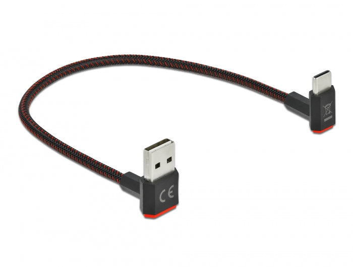 Delock EASY-USB 2.0 Kabel Typ-A Stecker zu USB Type-C™ Stecker gewinkelt oben / unten 0,2 m schwarz