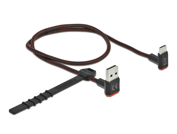 Delock EASY-USB 2.0 Kabel Typ-A Stecker zu USB Type-C™ Stecker gewinkelt oben / unten 0,5 m schwarz