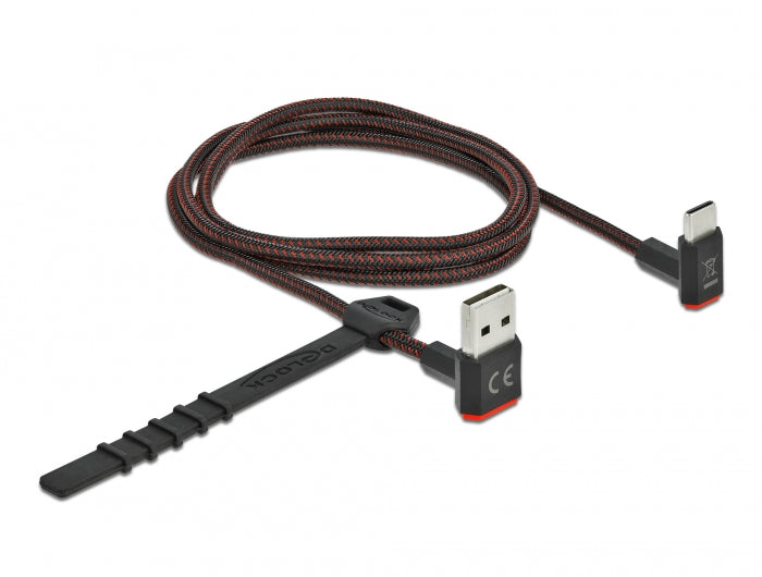Delock EASY-USB 2.0 Kabel Typ-A Stecker zu USB Type-C™ Stecker gewinkelt oben / unten 1 m schwarz