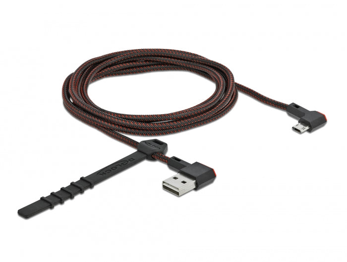 Delock EASY-USB 2.0 Kabel Typ-A Stecker zu EASY-USB Typ Micro-B Stecker gewinkelt links / rechts 2 m schwarz