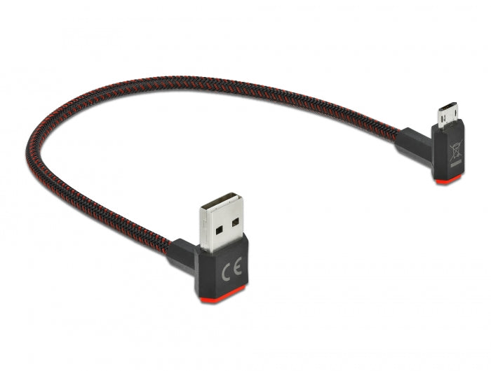 Delock EASY-USB 2.0 Kabel Typ-A Stecker zu EASY-USB Typ Micro-B Stecker gewinkelt oben / unten 0,2 m schwarz