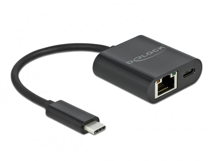 Delock USB Type-C™ Adapter zu Gigabit LAN 10/100/1000 Mbps mit Power Delivery Anschluss schwarz