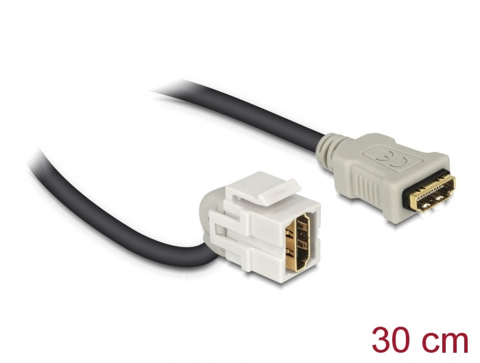 Delock Keystone Modul HDMI Buchse 110° > HDMI Buchse mit Kabel weiß