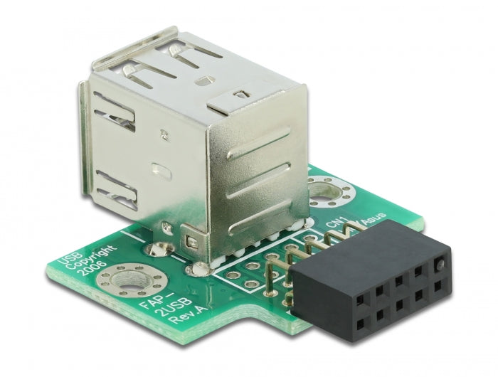 Delock USB Pfostenbuchse > 2 x USB 2.0 Typ-A Buchse - oben