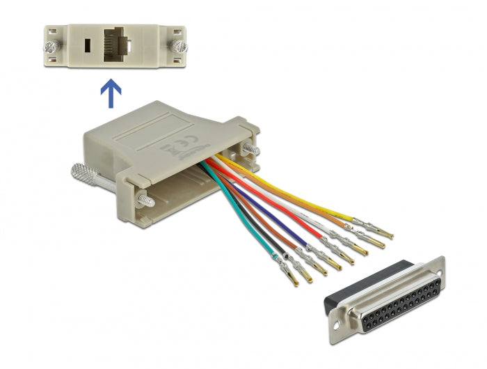 Delock D-Sub 25 Pin Buchse zu RJ45 Buchse Montagesatz grau