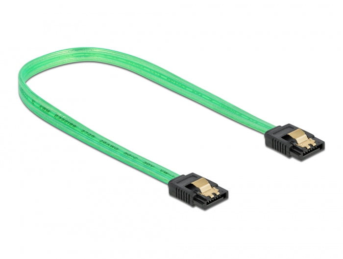 Delock SATA 6 Gb/s Kabel UV Leuchteffekt grün 30 cm
