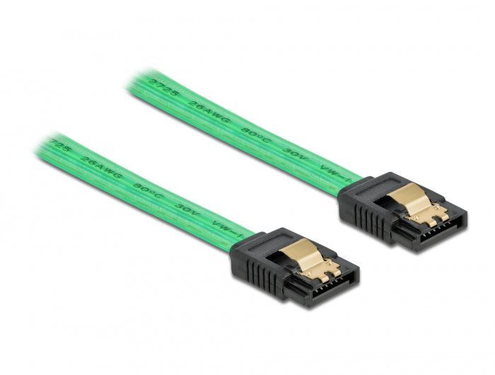 Delock SATA 6 Gb/s Kabel UV Leuchteffekt grün 50 cm