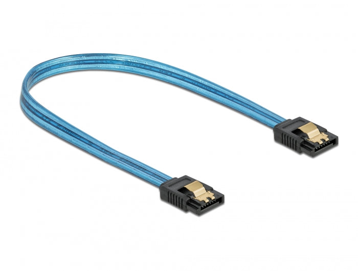 Delock SATA 6 Gb/s Kabel UV Leuchteffekt blau 20 cm