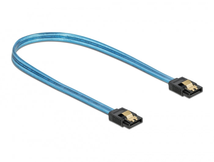 Delock SATA 6 Gb/s Kabel UV Leuchteffekt blau 50 cm