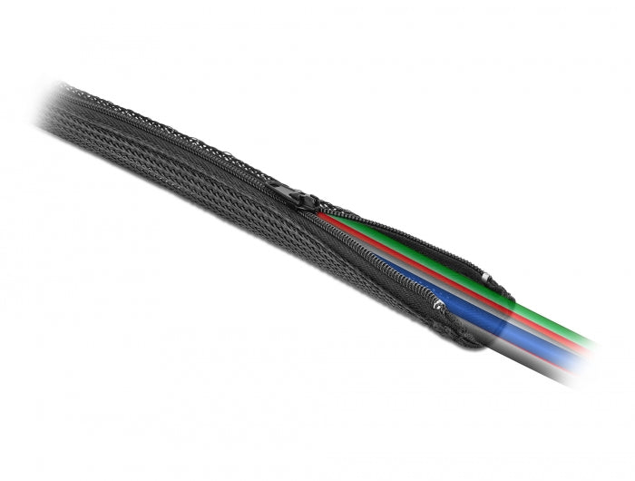 Delock Geflechtschlauch mit Reißverschluss hitzebeständig 2 m x 50 mm schwarz