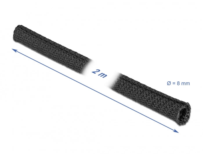 Delock Gewebeschlauch selbstschließend hitzebeständig 2 m x 8 mm schwarz