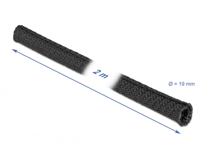Delock Gewebeschlauch selbstschließend hitzebeständig 2 m x 19 mm schwarz