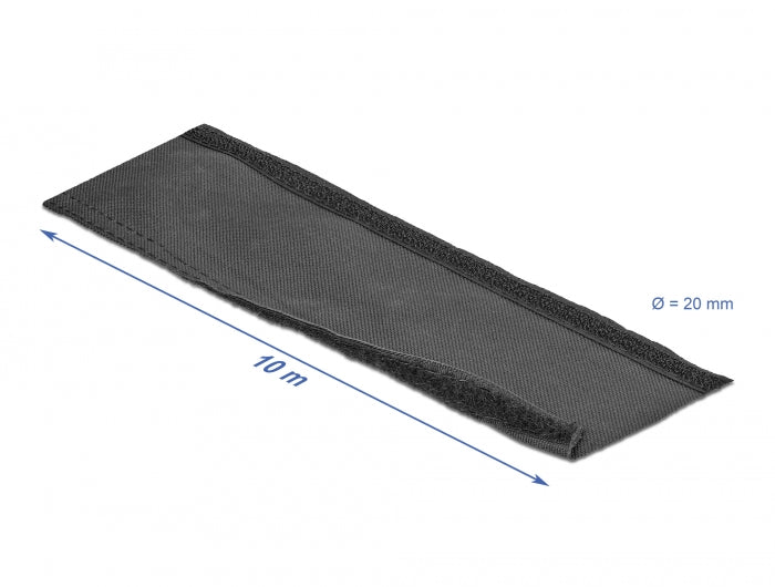 Delock Gewebeschlauch mit Klettverschluss hitzebeständig 10 m x 20 mm schwarz