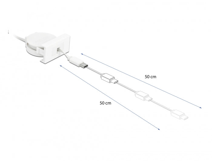 Delock Easy 45 Modul USB 2.0 Ausrollkabel USB Typ-A zu USB Type-C™ weiß