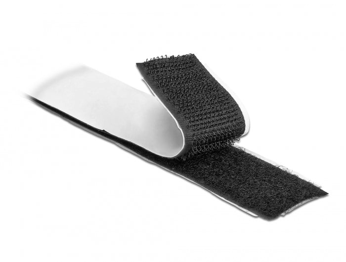 Delock Klettband selbstklebend mit Haft- und Flauschband L 5 m x B 25 mm schwarz