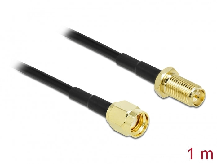 Delock Antennenkabel RP-SMA Stecker zu RP-SMA Buchse LMR/CFD100 1 m low loss