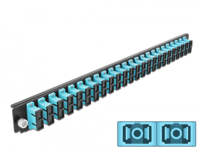 Delock 19″ LWL Spleißbox Frontblende 24 Port SC Duplex aqua