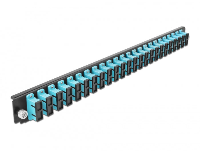 Delock 19″ LWL Spleißbox Frontblende 24 Port SC Duplex aqua