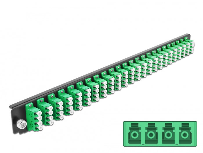 Delock 19″ LWL Spleißbox Frontblende 24 Port LC Quad grün