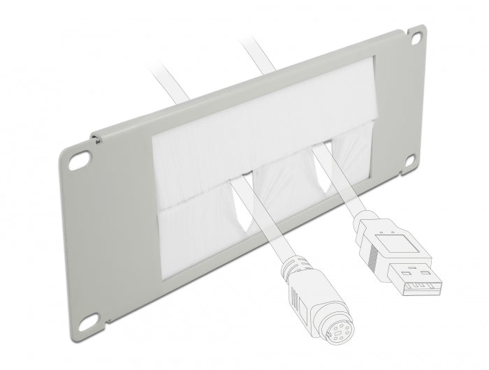Delock 10″ Kabelmanagement Bürstenleiste 2 HE grau