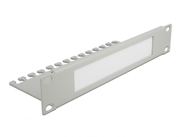 Delock 10″ Kabelmanagement Bürstenleiste mit Kabelabfangplatte 1 HE grau