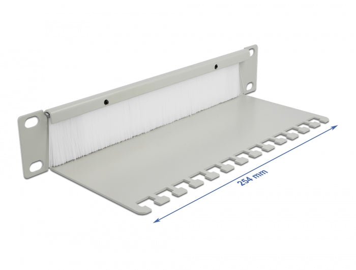 Delock 10″ Kabelmanagement Bürstenleiste mit Kabelabfangplatte 1 HE grau