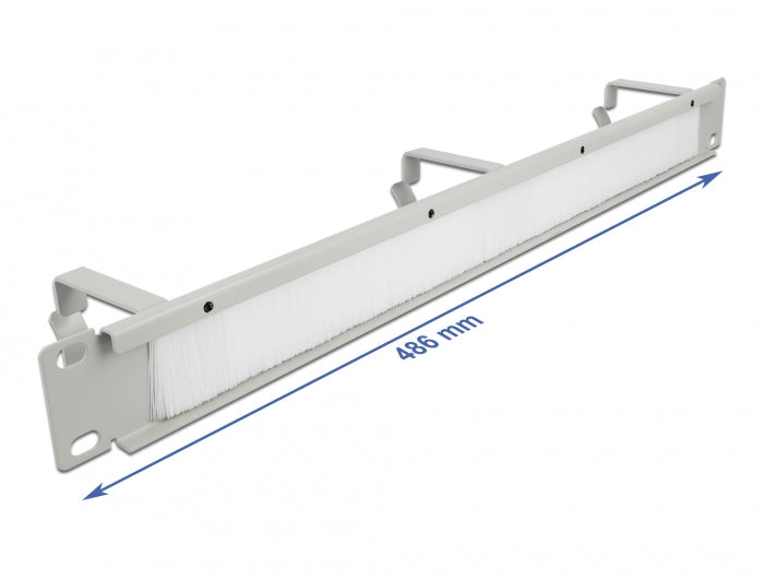 Delock 19″ Kabelmanagement Bürstenleiste mit 3 Bügeln 1 HE grau