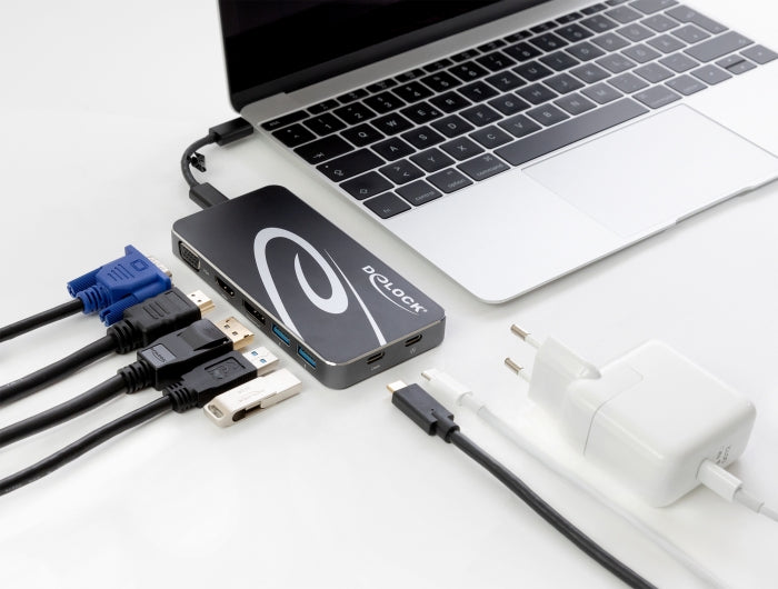 Delock USB Type-C™ 3.2 Dockingstation 4K HDMI + DP / 1080p VGA, USB Hub und PD 3.0