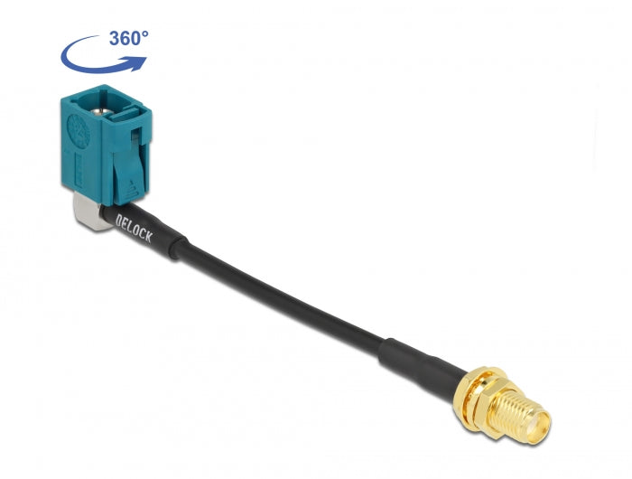 Delock Antennenkabel FAKRA Z Buchse 90° zu SMA Buchse zum Einbau RG-174 10 cm
