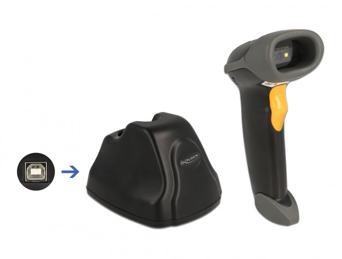 Delock 2,4 GHz Barcode Scanner 1D und 2D mit Ladestation - Mehrsprachig