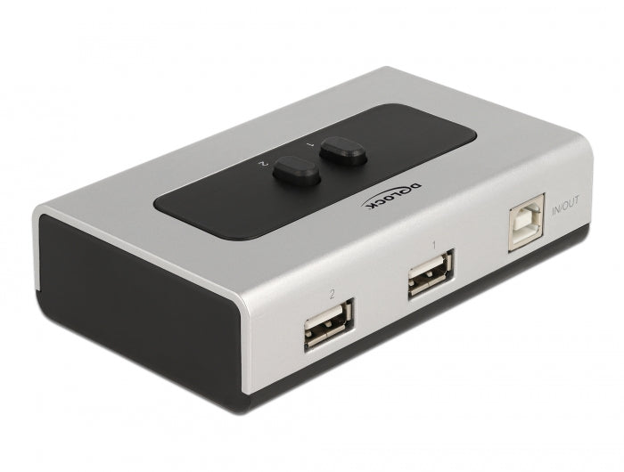 Delock Umschalter USB 2.0 mit 1 x Typ-B Buchse zu 2 x Typ-A Buchse manuell bidirektional
