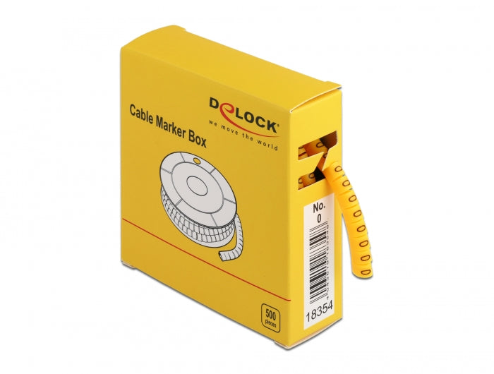 Delock Kabelmarker Box, Nr: 0, gelb, 500 Stück