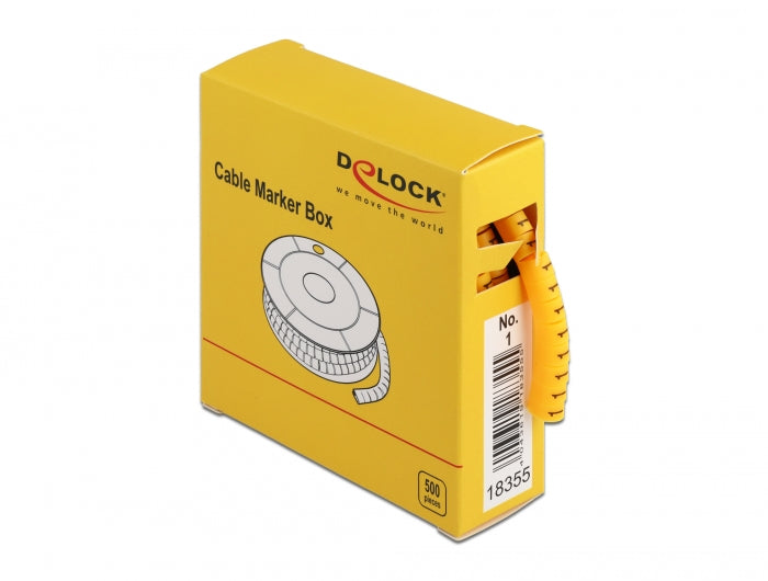 Delock Kabelmarker Box, Nr: 1, gelb, 500 Stück