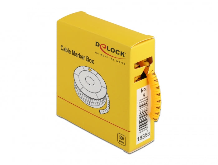Delock Kabelmarker Box, Nr: 4, gelb, 500 Stück