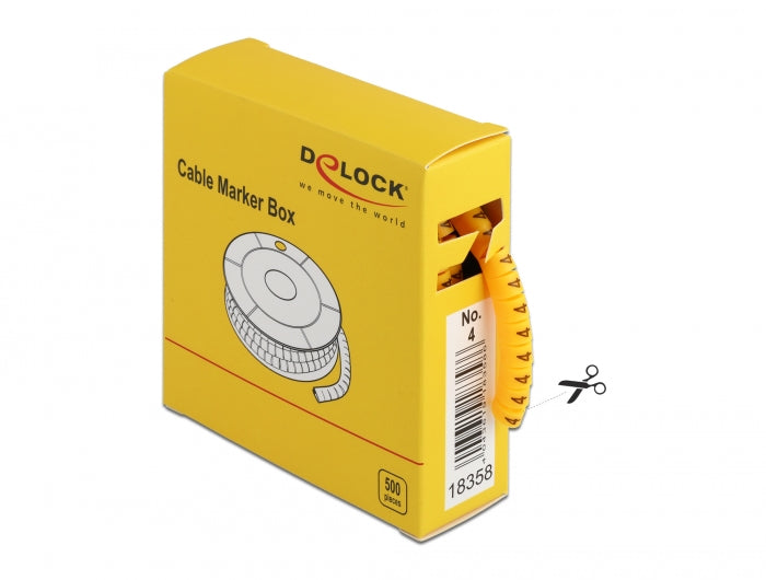 Delock Kabelmarker Box, Nr: 4, gelb, 500 Stück