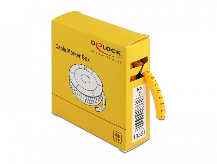 Delock Kabelmarker Box, Nr: 7, gelb, 500 Stück
