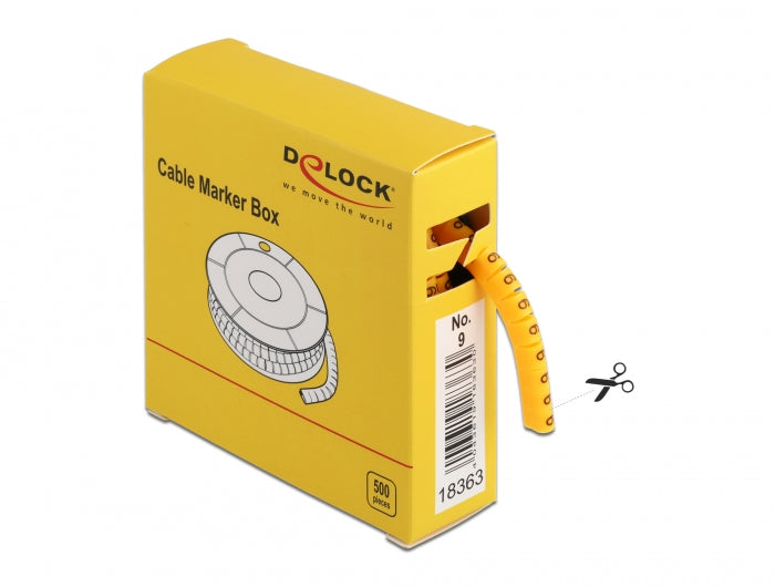 Delock Kabelmarker Box, Nr: 9, gelb, 500 Stück