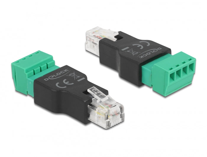 Delock Adapter RJ11/14 Stecker zu Terminalblock 4 Pin 2-teilig