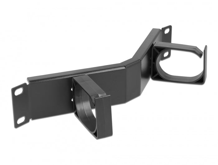 Delock 10″ Kabelmanagement Rangierpanel mit 2 Bügeln gewinkelt 1 HE schwarz